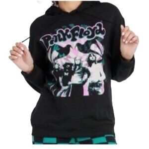 Pink Floyd Psychedelic Print Black Drawstring Band Pullover Hoodie Size Small
